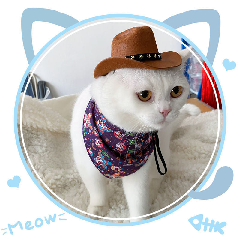 Elegante sombrero de vaquero para gatos, sombreros de estrella para gatos, perros, gorras suaves ajustables, fiestas callejeras, sesiones de fotos, accesorios universales, ropa