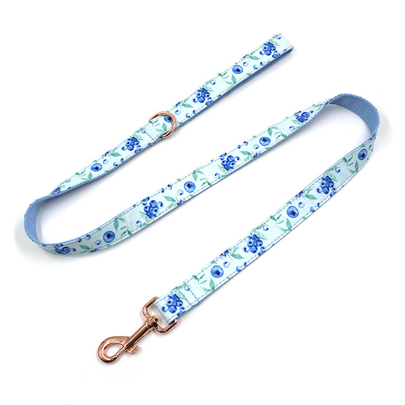 Blueberry Pet Collar Leash Bow Rose Gold Buckle Dog Collar