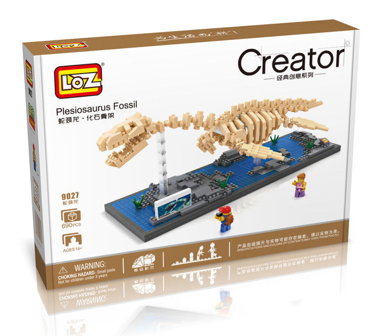 LOZ bloques de diamantes dinosaurio T Rex fósil cráneo Animal modelo juguetes Mini Nano bloques dinosaurio LOZ creador de ladrillos tiranosaurio 