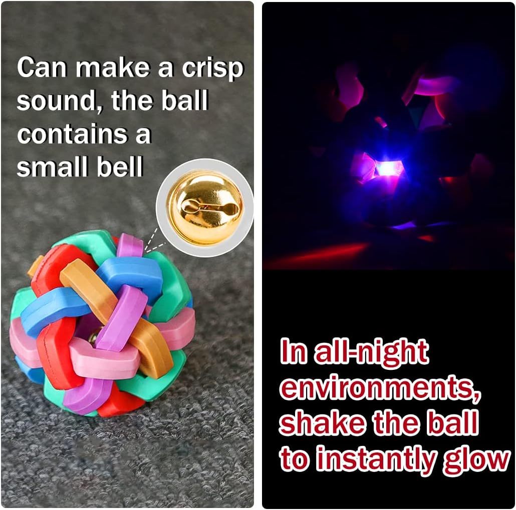 Pelotas para perros iluminadas, campanas con sonidos, pelota para perros, juguetes para masticar para perros intermitentes, pelotas de juego interactivas para saltar, pelota colorida para perros para gatos, perros pequeños, medianos y grandes