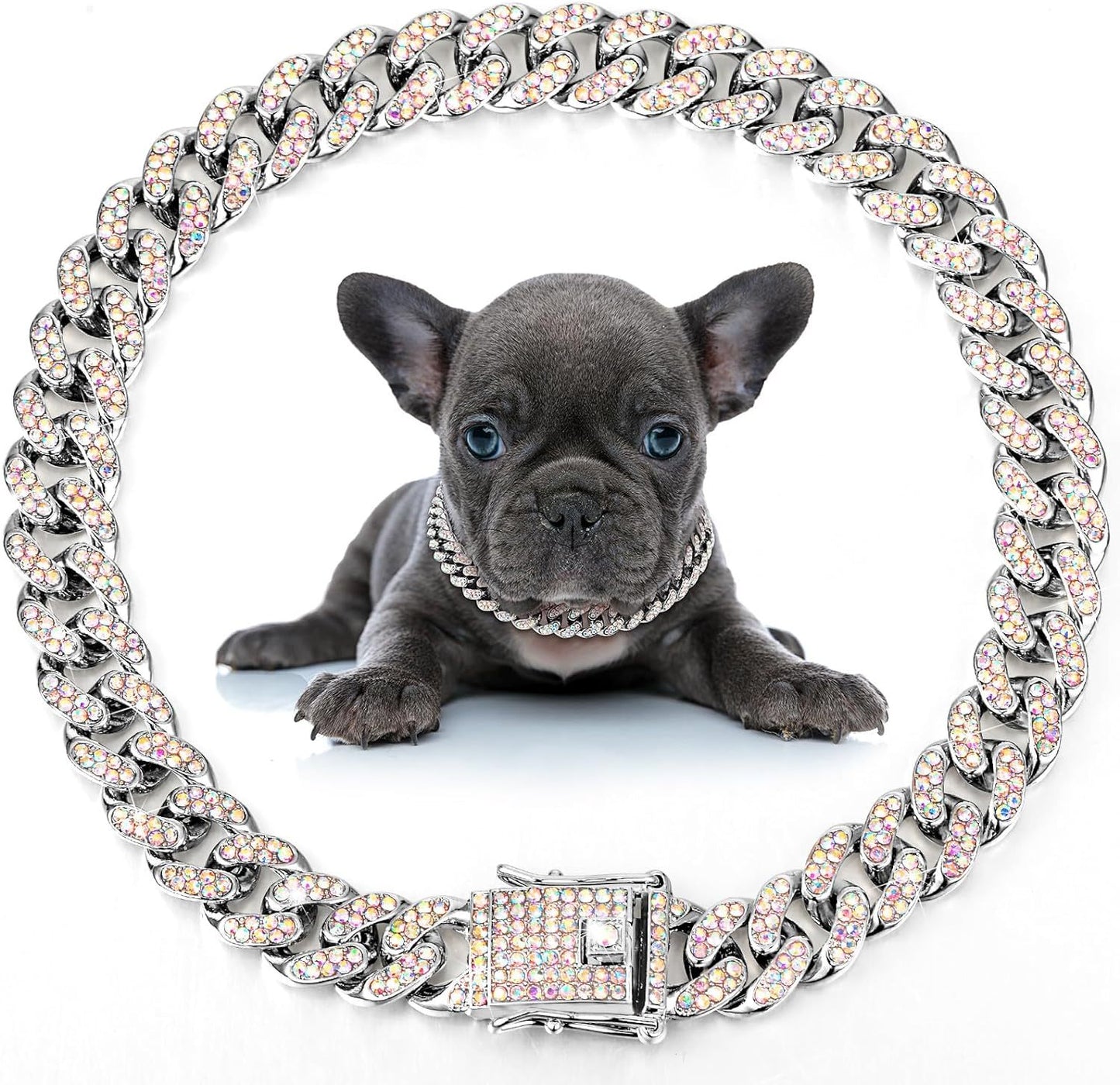 Collier en métal pour chien et chat, chaîne en cristal pour animaux de compagnie, accessoires de bijoux pour petits, moyens et grands chiens et chats 