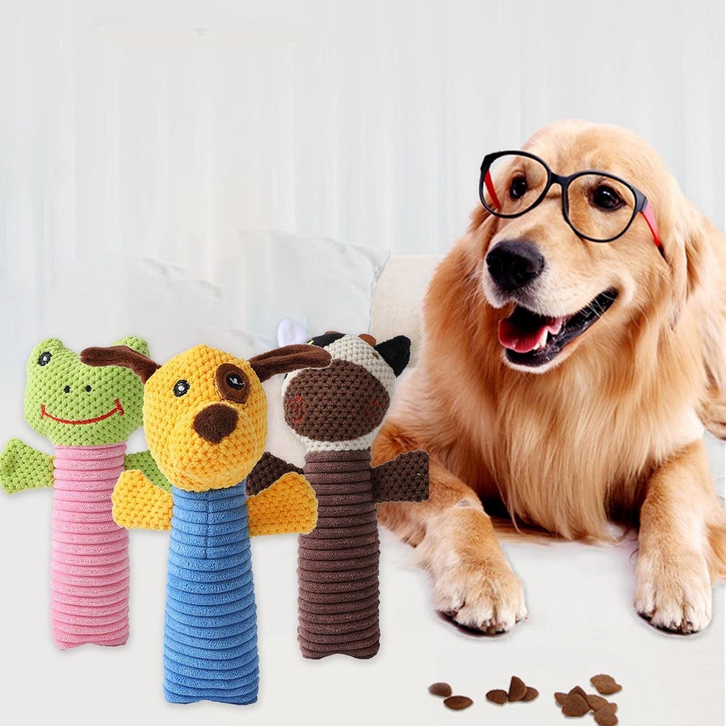 Dog Squeaky Toys Dog Toys Squeaky Stuffed Animals Shape Dog Chew Toy Soft Cleaning Massage Supplies Pet Plush Animals Molar Pet Supplies