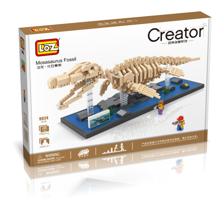 LOZ bloques de diamantes dinosaurio T Rex fósil cráneo Animal modelo juguetes Mini Nano bloques dinosaurio LOZ creador de ladrillos tiranosaurio 