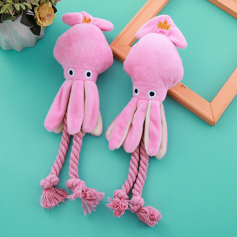 Vocal Cotton String Octopus Bite-resistant Teeth Cleaning Interactive Pet Toy