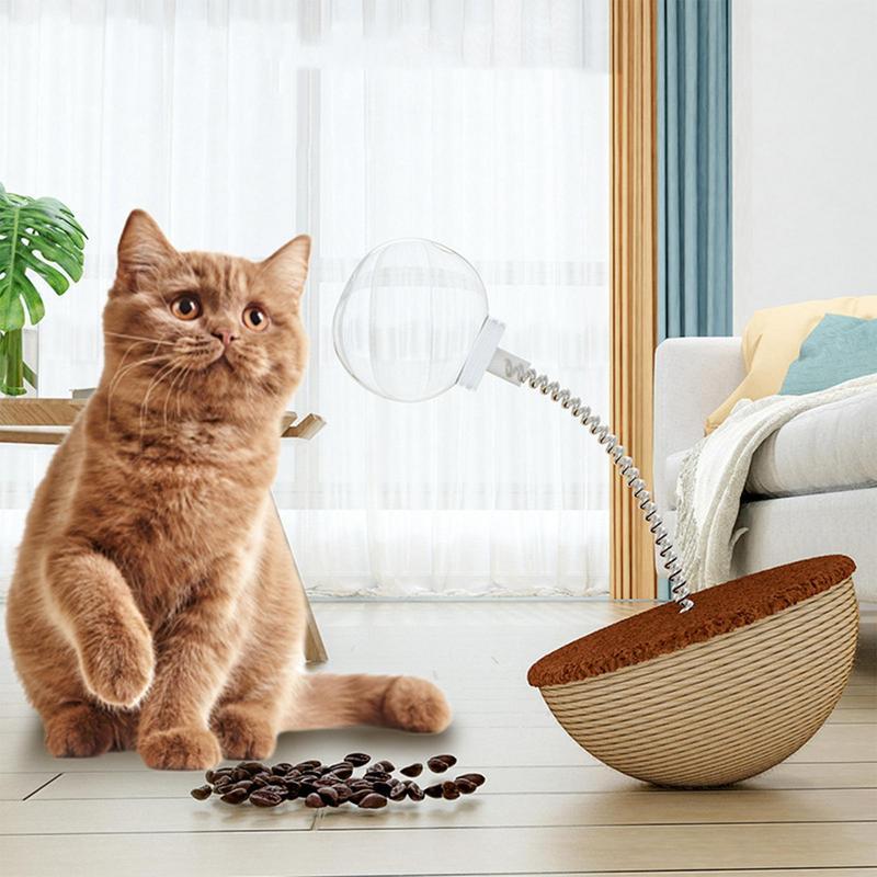 Juguetes interactivos para gatos Juguete de comida para gatos con equilibrio automático Pelota interactiva Juguetes tipo rompecabezas para gatos Comederos lentos para gatos Juguetes con resorte Comida lenta