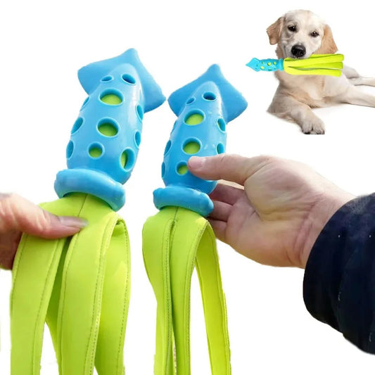 Juguete para masticar para mascotas, juguete para limpiar los dientes con forma de sepia, juguete interactivo para lanzar y entrenar perros pequeños, medianos y grandes