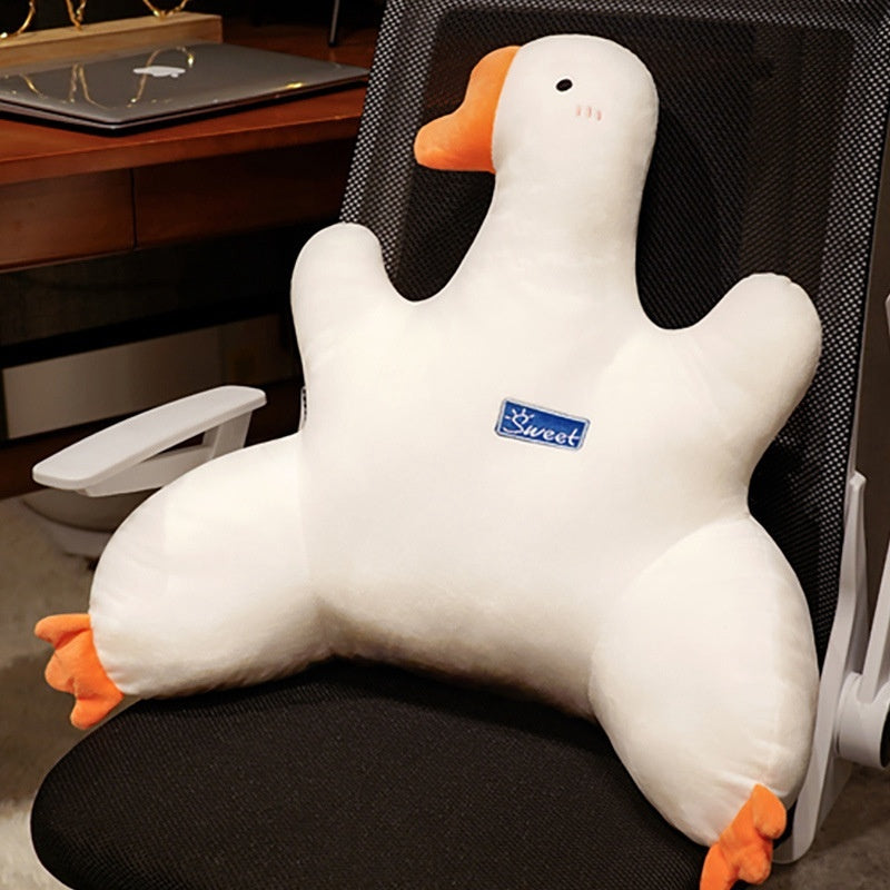 Big White Geese Lumbar Support Pillow Office Long-sitting Waist Support