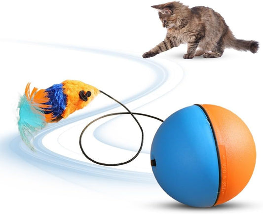 Jouet interactif pour chat, balle à mouvement automatique pour chien et chat, jouet électrique à activation par le mouvement, jouets d'enrichissement pour chats d'intérieur qui s'ennuient, jouets intelligents à roulement automatique pour chat