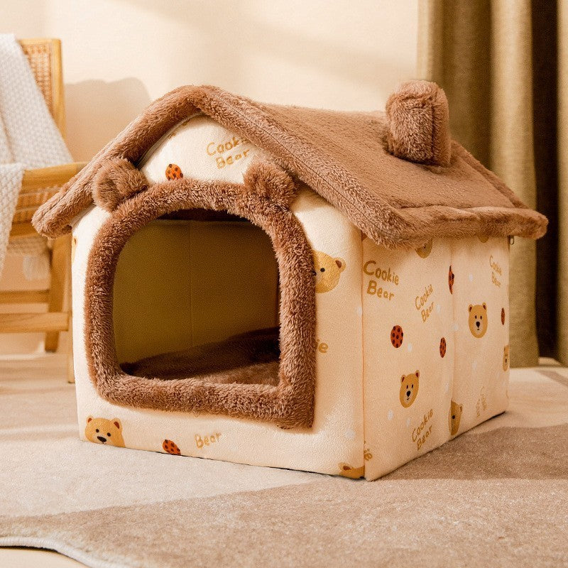 Cama cerrada extraíble y lavable para otoño e invierno, cama para perros, cama para mascotas, casa para gatos