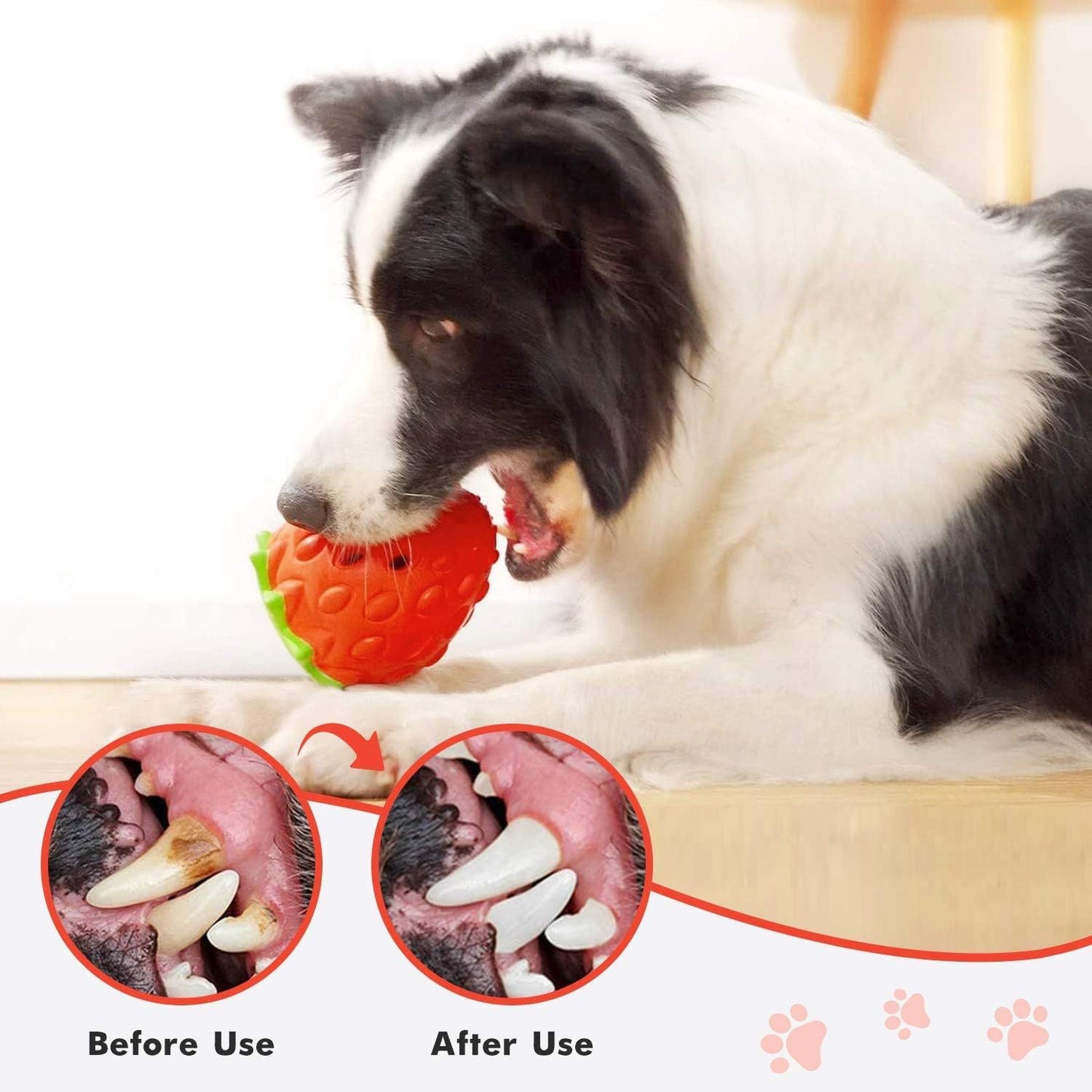 Lindo y resistente juguete masticable para perros de fresa para masticadores agresivos que satisface las necesidades de masticación y alimentación con funcionalidad de entrenamiento IQ 