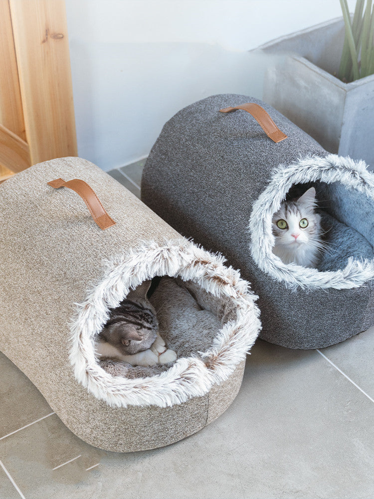 Arena para gatos polar cálida, saco de dormir para gatos cerrado, cama grande para gatos para dormir profundamente en invierno