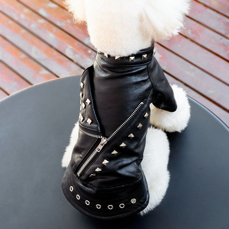 Autumn and Winter Pet Fashion Leather Clothing