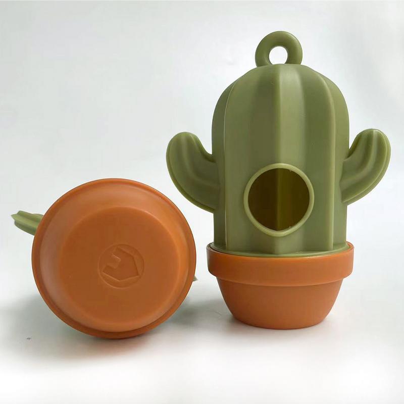 1 dispensador de bolsas para excrementos de mascotas con forma de cactus, soporte para bolsas de basura de plástico, estuche de transporte, dispensador de bolsas de eliminación