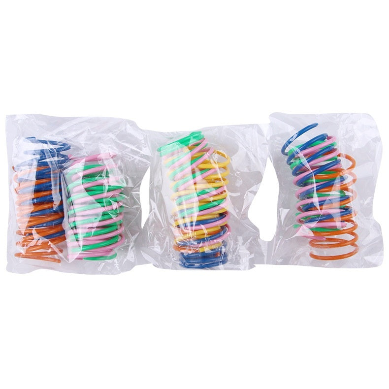 Colorful Plastic Spring Beating Cat Toy Ball Pet Supplies