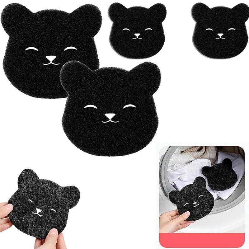 Bear Shape Sponge Cleaning Ball Washing Machine Laundry Ball Pet Hair Remover Reusable Clothes Sofa Cat Dog Hair Cleaning Sponge 2pcs