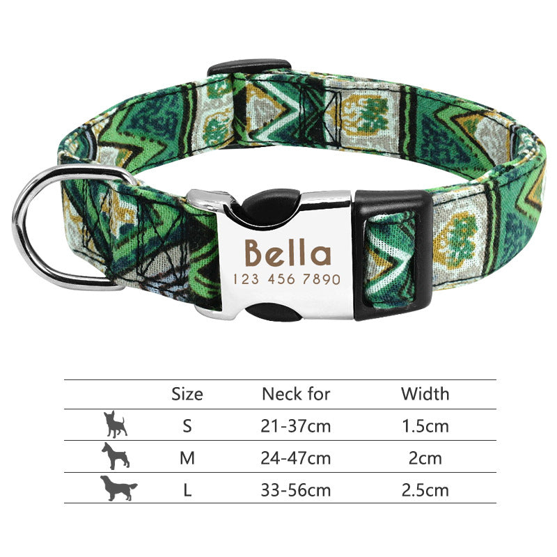 Collar de perro de nailon ajustable, identificación personalizada para perros y gatos