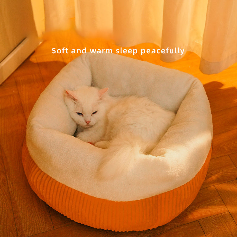 Durable Washable Cat Sofa Bed Cozy Circular Kennel Calming Pet Basket Kitten Puppy Crate Nest For Sleeping