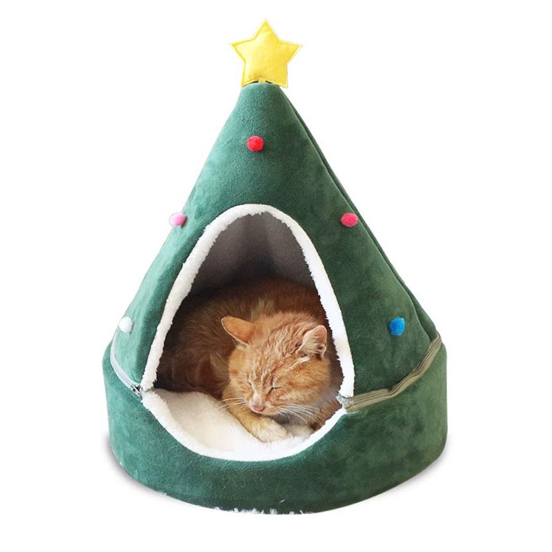 Arbre de noël lit pour animaux de compagnie hiver chaud nid pour animaux de compagnie chat maison chien fournitures pour animaux de compagnie