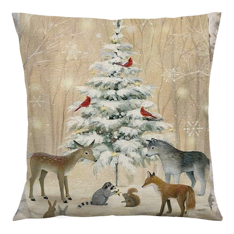 Coussin de canapé en lin vintage animal