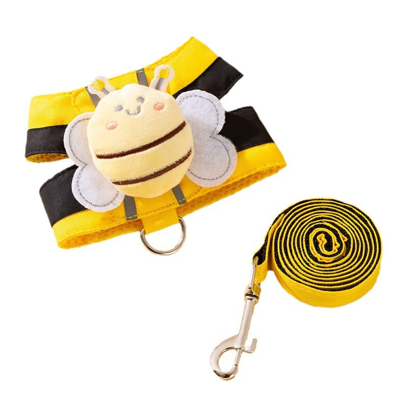 Bee Suspender Set With Cat Harness And Pet Leash, Perfect For Walking Your Furry Friend In Style