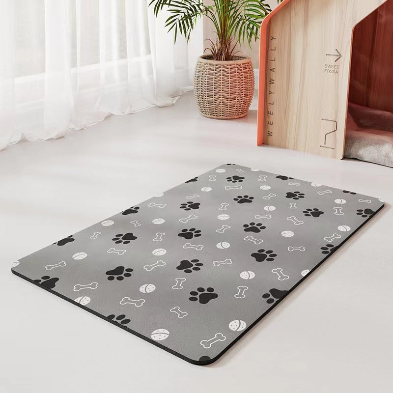 Alfombrilla para suelo con diatomeas para mascotas, para perros y gatos, a prueba de derrames, impermeable, de secado rápido