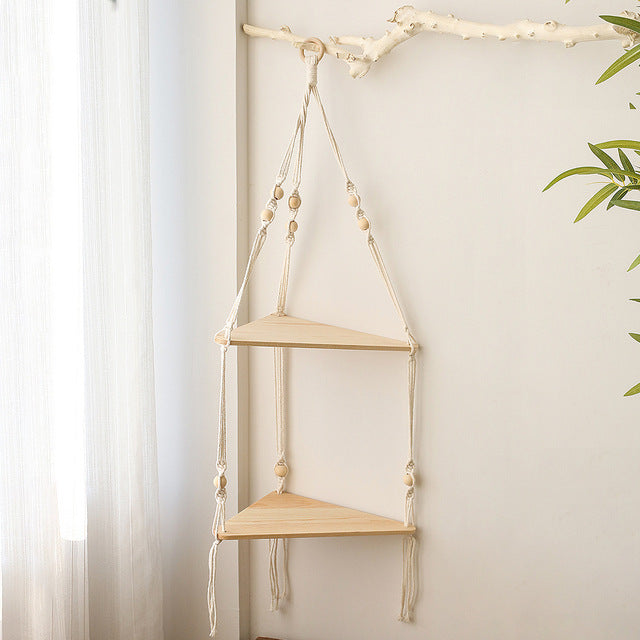 Estantes De Macramé Para Planta De Dormitorio Decoración Del Hogar Boho Chr