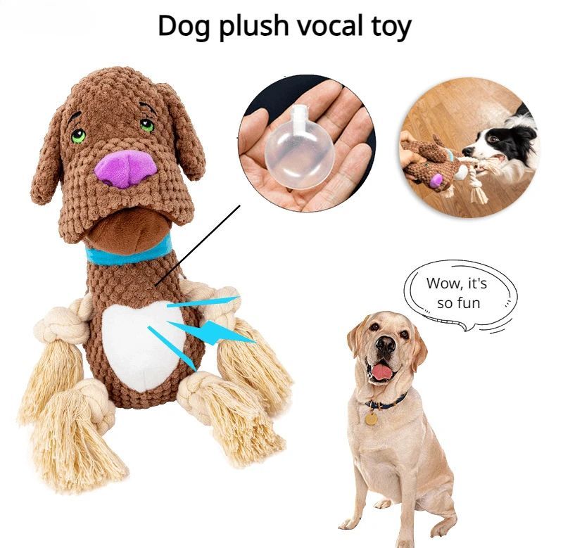 Dog Plush Vocalization Toys Bite Resistant Cotton Rope Dog Teeth Grinding Interactive Training Puppy Plaything Pets Supplies