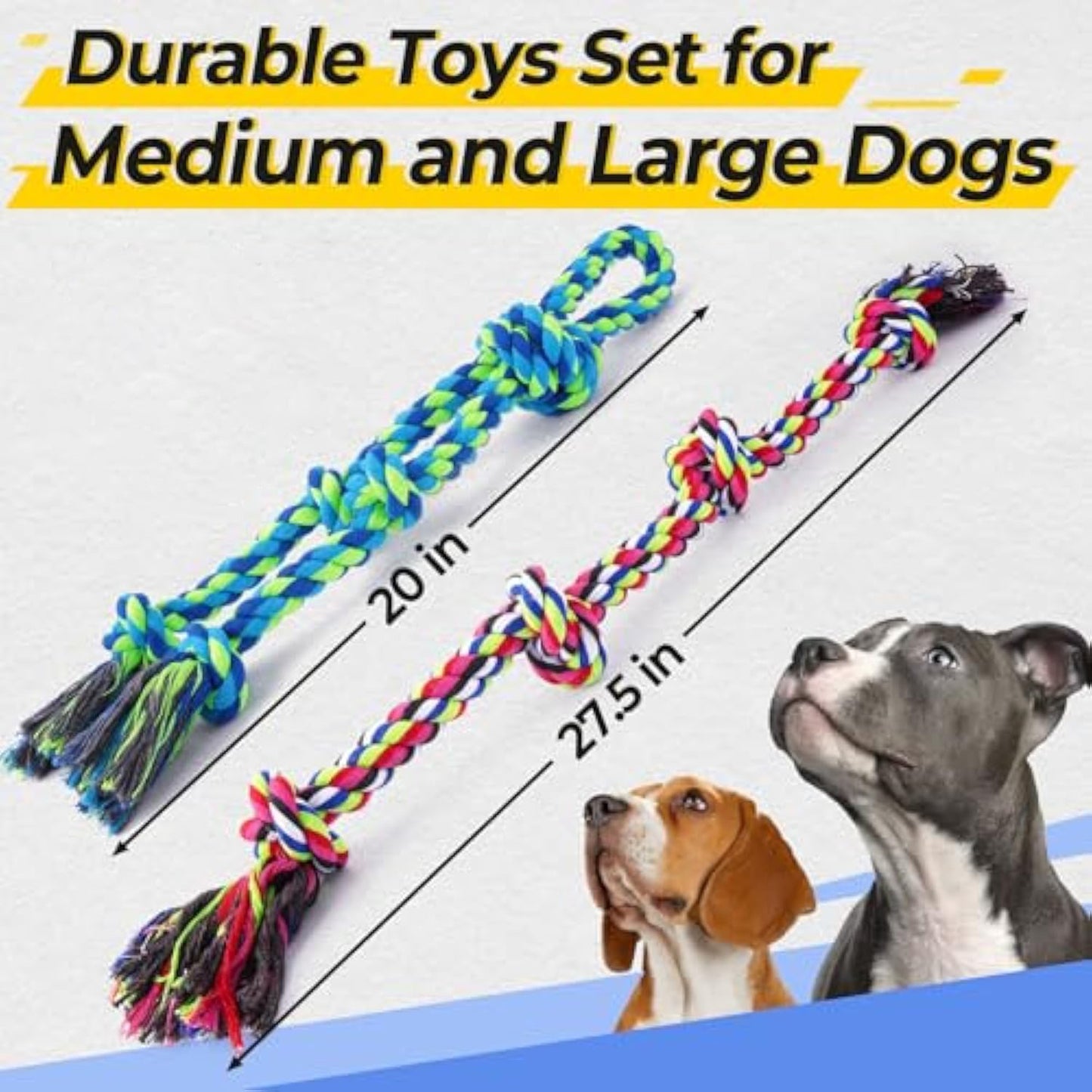 Heavy Duty Dog Rope Toy For Aggressive Chewers, Tough Tug Of War Dog Toys For Large, Medium And Small Dogs