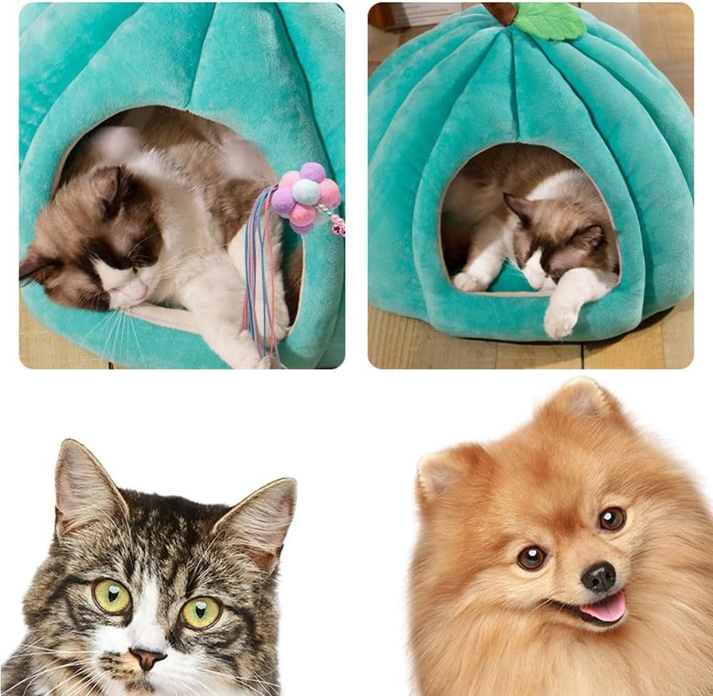 Nueva cama de calabaza para gatos Camas para gatos de interior Bonita cama cueva para gatos con forma de calabaza Tienda de campaña para gatos Casa para gatos de Halloween Cama cálida para dormir para gatos Perros pequeños