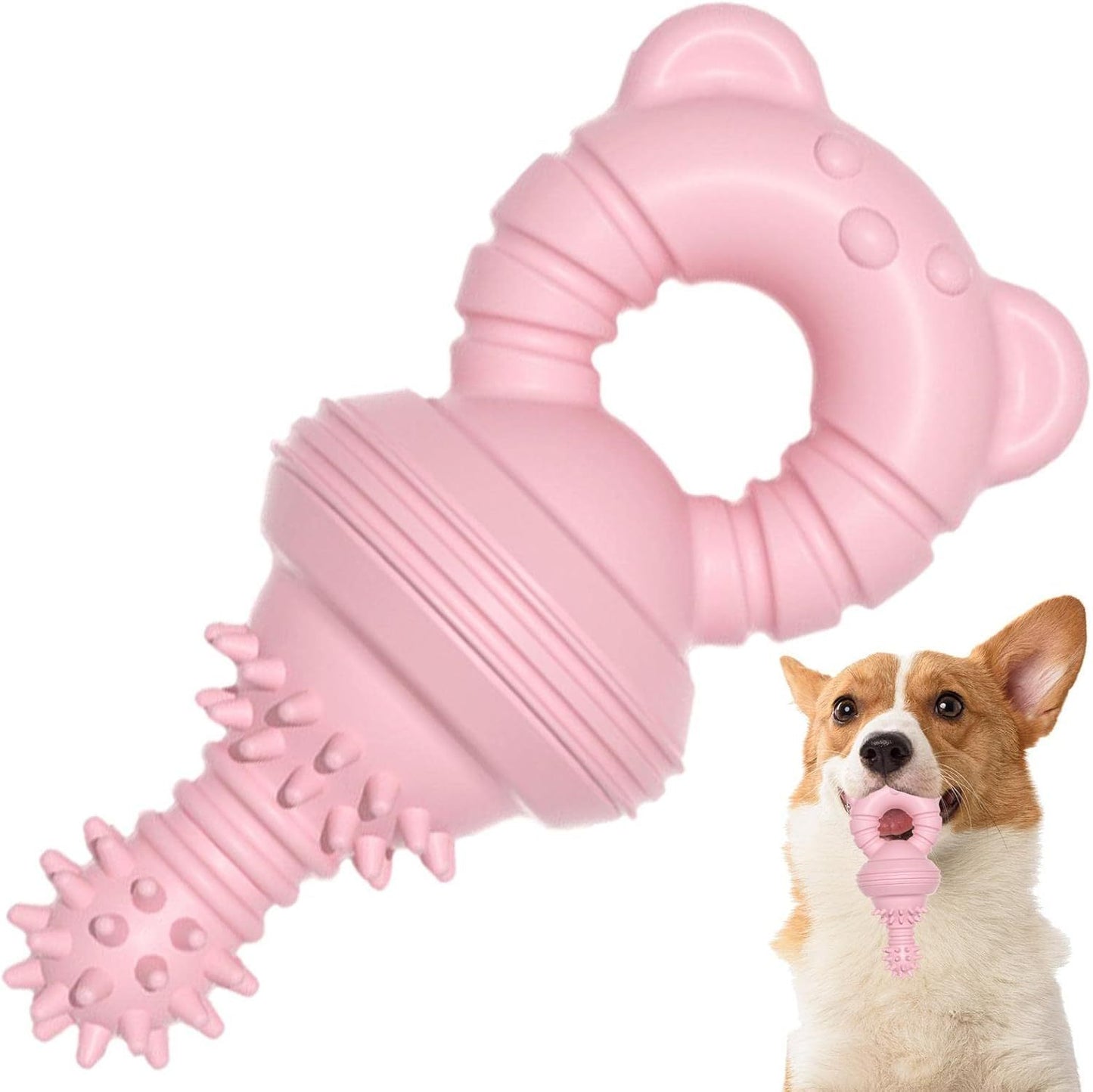 Molar Clean Teeth Rubber Toy Clean Teeth Rubber Pacifier Chew Toy Bell Chewing Playing Training Toys Dog Toys For Aggressive Chewers Large Breed, For Pet Puppy Dog Cat