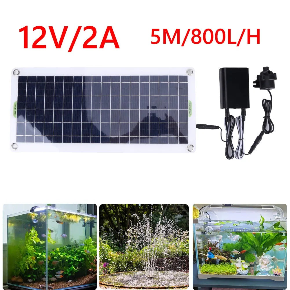 Fuente para acuario, estanque, piscina y jardín alimentada por paneles solares