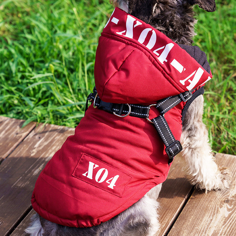 Vêtements d'hiver pour chien avec doublure polaire, veste épaisse et imperméable à capuche