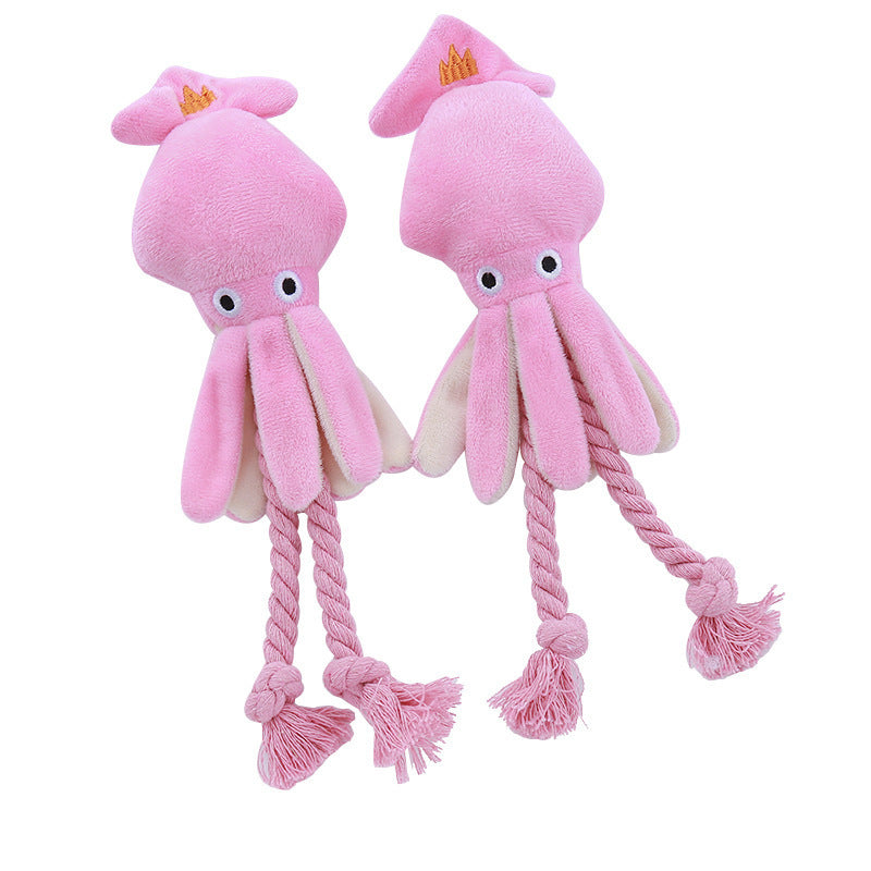 Vocal Cotton String Octopus Bite-resistant Teeth Cleaning Interactive Pet Toy