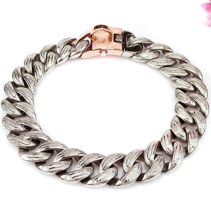 32MM Tree Leaf Shape Casting Chain Metal Stainless Steel Dog Chain Dog Collar Collar