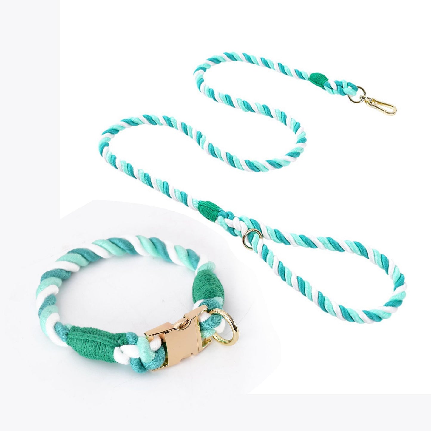 Weaving Gradient Colored Cotton Rope Pet Collar