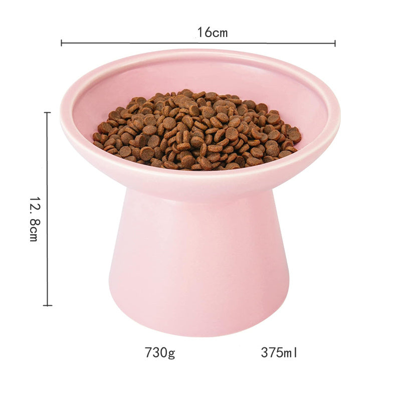 Cuenco de comida para gatos elevado extra ancho Cuencos de cerámica para comida y agua para gatos Plato de comida para gatos ancho y poco profundo Antifatiga para bigotes Sin plomo y cadmio Gran altura para gatos