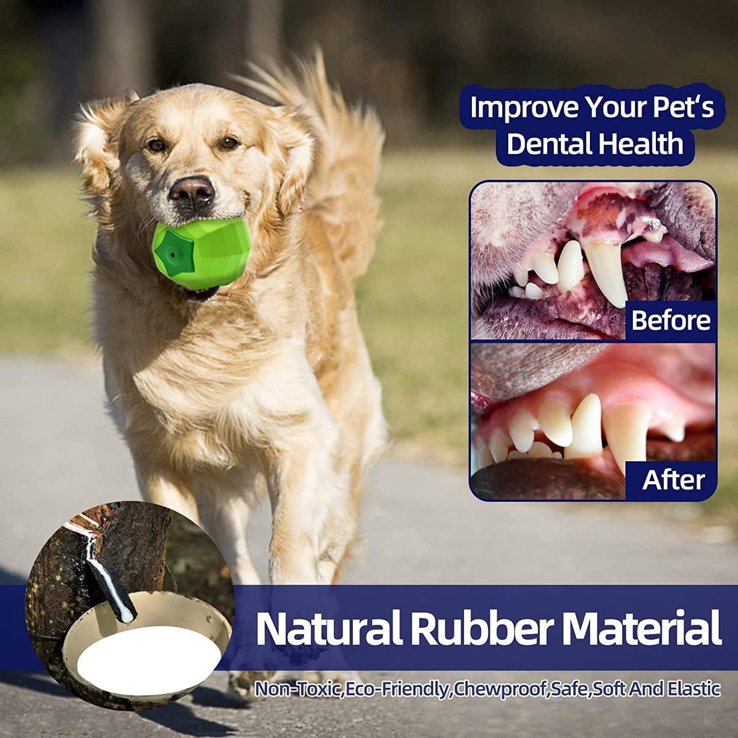 Juguete chirriante para perros para masticadores agresivos Juguetes interactivos para perros medianos y grandes Juguete para masticar con forma de pelota para limpiar los dientes de razas grandes con caucho natural no tóxico