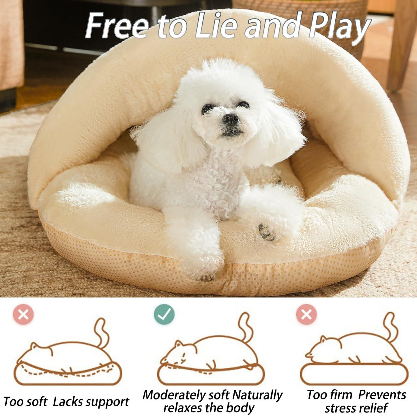 Bed For Dog And Cat Pet Bed Ultra Soft Cute Plush Slipper Cat Cave Bed Anti Slip Warm Pet House Nest Self-Warming Ideal For Indoor Use