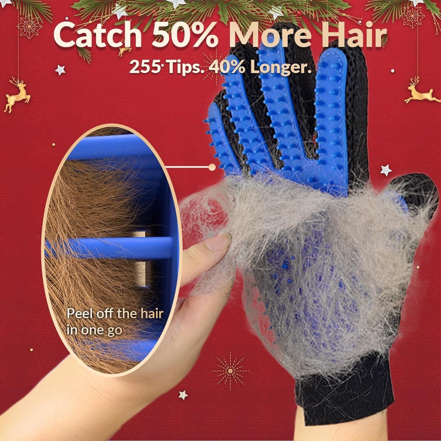 Guantes de aseo para mascotas mejorados, cepillos para gatos para una muda suave, manoplas eficientes para quitar el pelo, guantes para lavar perros para pelo largo y corto, perros, gatos, caballos