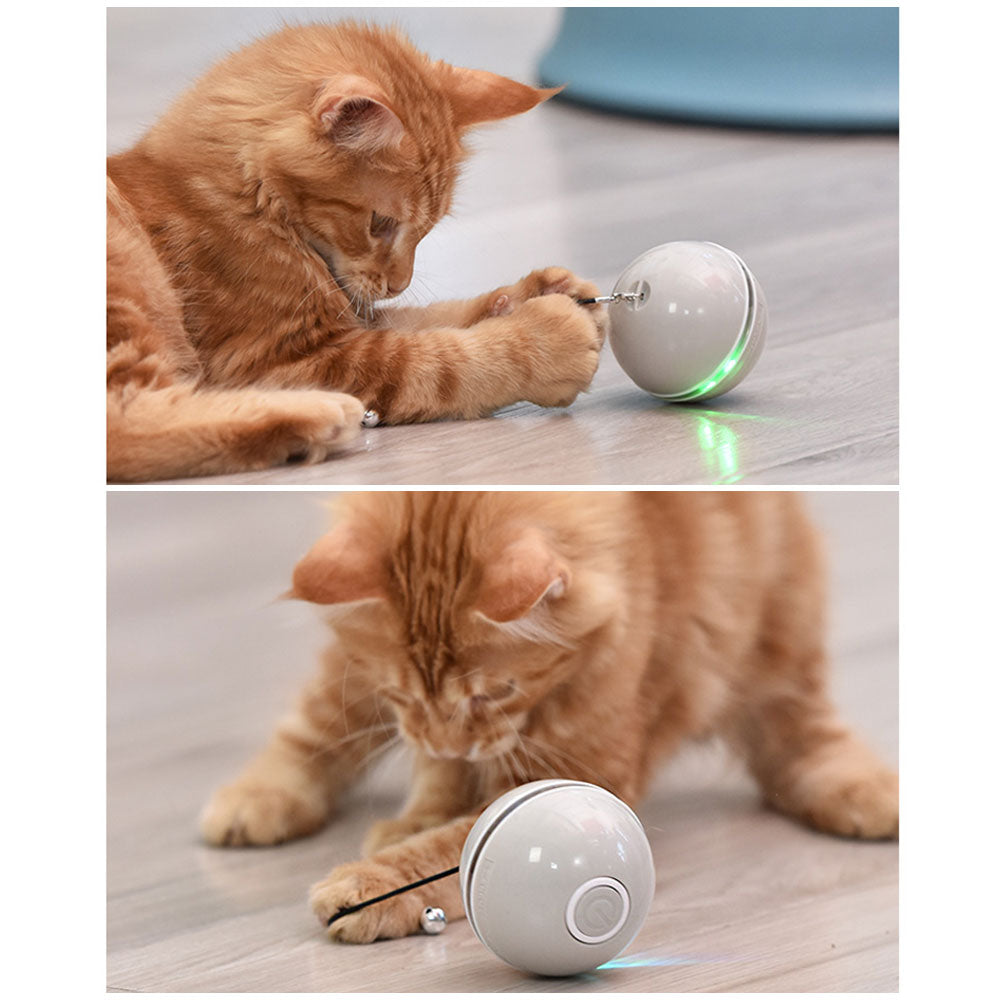 Juguete interactivo inteligente colorido para gatos con luz LED, bola autogiratoria de 360 ​​grados