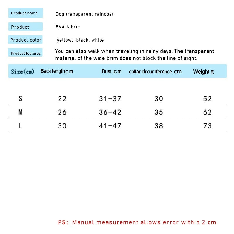 Manteau imperméable transparent pour chiens de petite et moyenne taille, vêtements imperméables pour animaux de compagnie avec veste de pluie à capuche et matériaux légers et respirants, parfaits pour les journées de marche en plein air