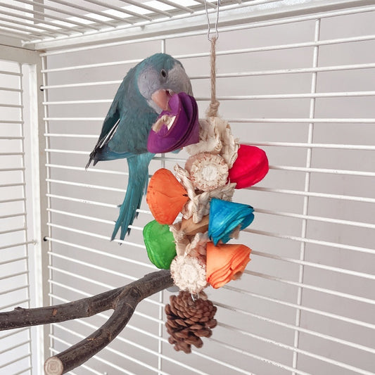 Natural Material Parrot Toy Birdcage Pendant