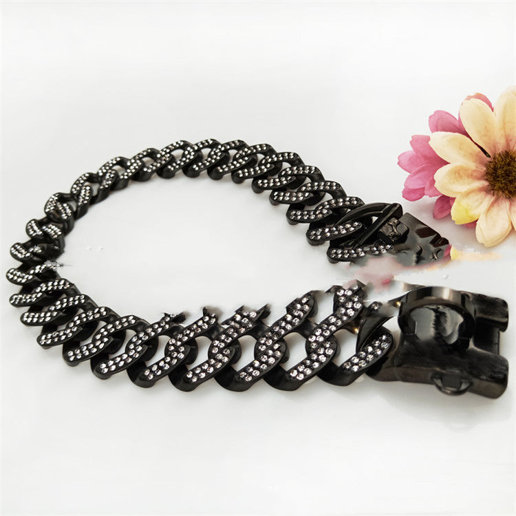 Stainless Steel Casting Sub-Black And White Diamond Dog Necklace Dog Necklace