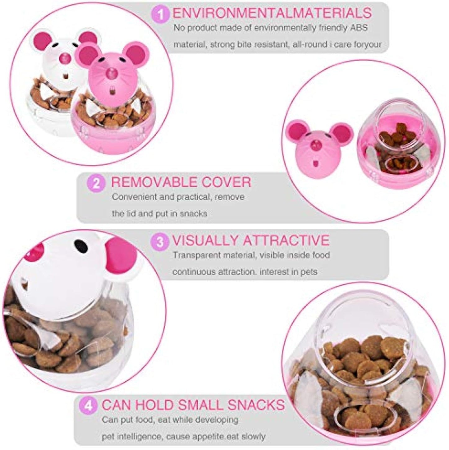 Cat Food Ball Slow Feed Mice Tumbler Shaped Pet Treat Ball Cat Food Toy Ball Pet Food Ball Cat Feeder