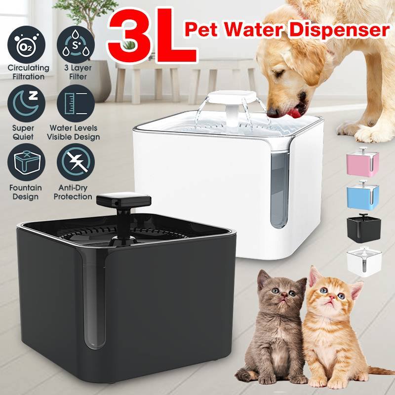 3L USB automatique pour animaux de compagnie chat mangeoire pour chien fontaine à boire chats fontaine d'eau 360 degrés circulant Filtration distributeur d'eau étang