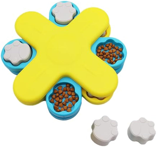 Juguetes interactivos con forma de rompecabezas para perros, dispensador de comida Twister, juguetes de enriquecimiento para perros para entrenamiento de coeficiente intelectual, rompecabezas para perros con comedero más lento ajustable