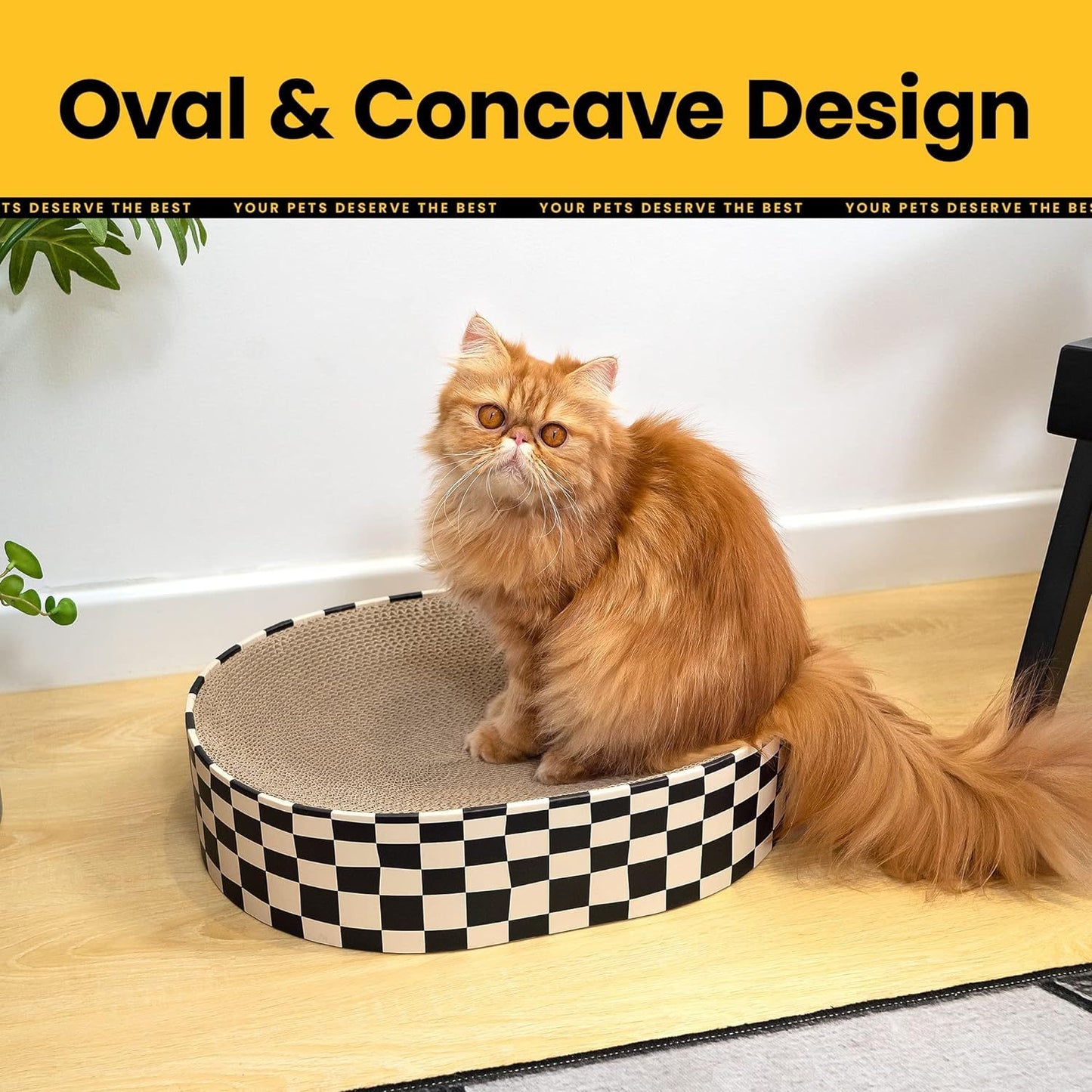 Grattoir ovale en carton 2 en 1 pour chat, nid de bol pour chats d'intérieur 