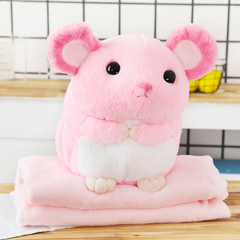 Mouse Doll Cute Sleeping Doll Pillow Plush Toy Hand Warmers Three In One Blanket Car Cushion