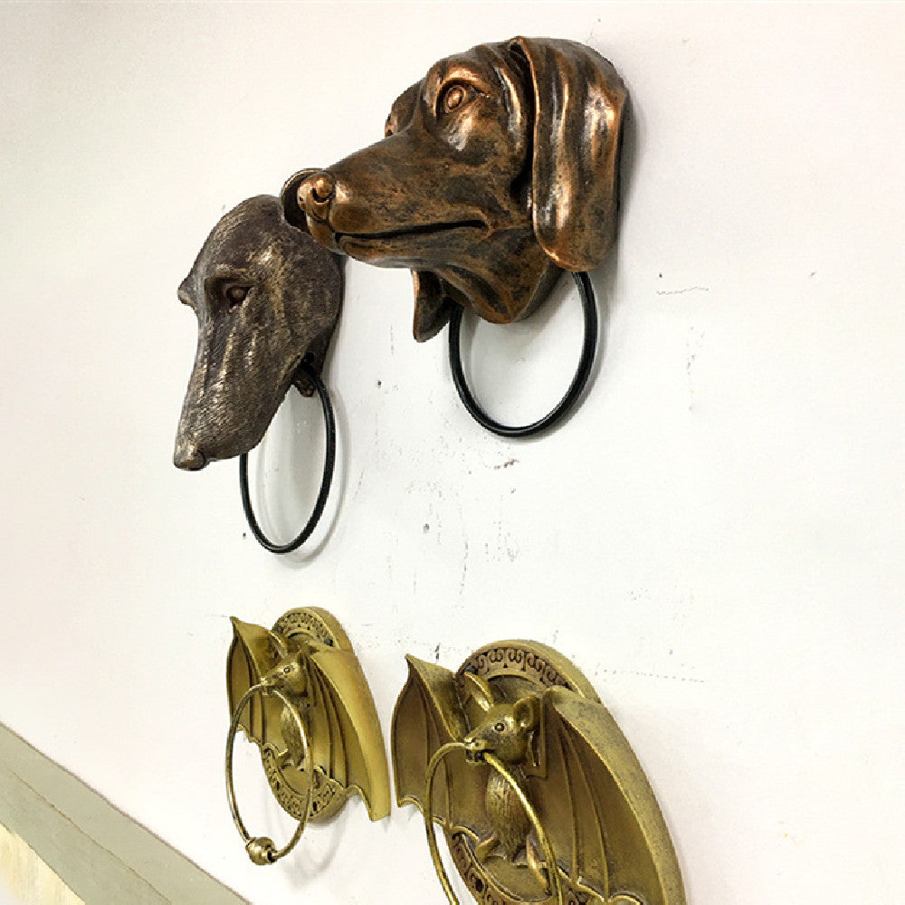 Anillo de puerta con cabeza de animal, artesanía decorativa interior para el hogar