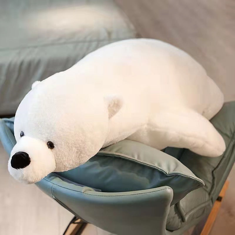 Polar Bear Plush Toy Sleeps With Pillow